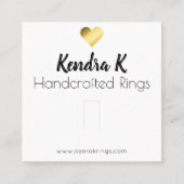 ホワシンプルイト金ゴールドハートリングや輪表示包装 スクエア名刺 (正面)