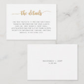 ホワシンプルイト金ゴールド結婚情報詳細カード エンクロージャーカード (正面/裏面)