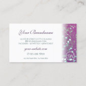 ホワスタイリッシュイトピンクティール（緑がかった色）きらめくグリッターモノグラム 名刺 (裏面)