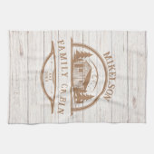 ホワパーソナライズされたイトウッドファミリーキャビン キッチンタオル (横)