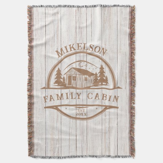 ホワパーソナライズされたイトウッドファミリーキャビン スローブランケット (正面縦)