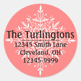 ホワパーソナライズされたイトスノーフレーク差出人住所ラベル ラウンドシール