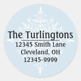 ホワパーソナライズされたイトスノーフレーク差出人住所ラベル ラウンドシール