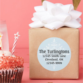 ホワパーソナライズされたイトスノーフレーク差出人住所ラベル ラウンドシール