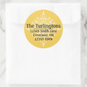 ホワパーソナライズされたイトスノーフレーク差出人住所ラベル ラウンドシール (バッグ)