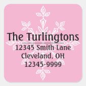 ホワパーソナライズされたイトスノーフレーク差出人住所 スクエアシール (正面)