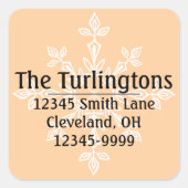 ホワパーソナライズされたイトスノーフレーク差出人住所 スクエアシール (正面)