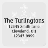ホワパーソナライズされたイトスノーフレーク差出人住所 スクエアシール (正面)