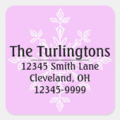 ホワパーソナライズされたイトスノーフレーク差出人住所 スクエアシール (正面)