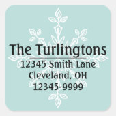 ホワパーソナライズされたイトスノーフレーク差出人住所 スクエアシール (正面)