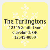 ホワパーソナライズされたイトスノーフレーク差出人住所 スクエアシール (正面)