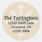 ホワパーソナライズされたイトスノーフレーク差出人住所 ラウンドシール (正面)