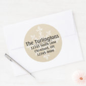 ホワパーソナライズされたイトスノーフレーク差出人住所 ラウンドシール (封筒)