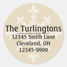 ホワパーソナライズされたイトスノーフレーク差出人住所 ラウンドシール