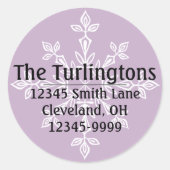 ホワパーソナライズされたイトスノーフレーク差出人住所 ラウンドシール (正面)