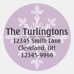 ホワパーソナライズされたイトスノーフレーク差出人住所 ラウンドシール