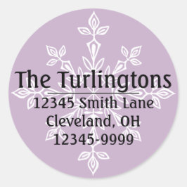 ホワパーソナライズされたイトスノーフレーク差出人住所 ラウンドシール