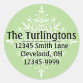 ホワパーソナライズされたイトスノーフレーク差出人住所 ラウンドシール (正面)