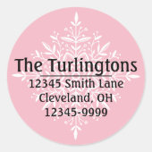 ホワパーソナライズされたイトスノーフレーク差出人住所 ラウンドシール (正面)