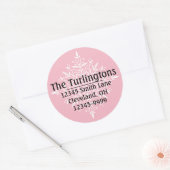 ホワパーソナライズされたイトスノーフレーク差出人住所 ラウンドシール (封筒)