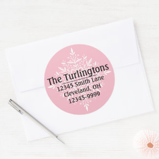 ホワパーソナライズされたイトスノーフレーク差出人住所 ラウンドシール