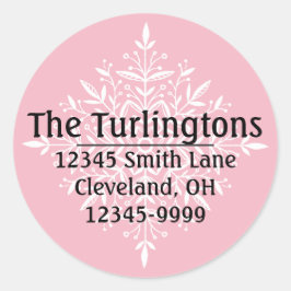 ホワパーソナライズされたイトスノーフレーク差出人住所 ラウンドシール