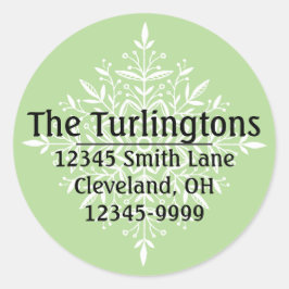 ホワパーソナライズされたイトスノーフレーク差出人住所 ラウンドシール