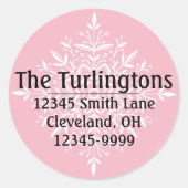 ホワパーソナライズされたイトスノーフレーク差出人住所 ラウンドシール (正面)