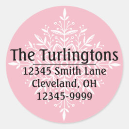 ホワパーソナライズされたイトスノーフレーク差出人住所 ラウンドシール