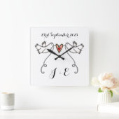 ホワパーソナライズされたイトハト結婚のギフト スクエア壁時計 (ホーム)