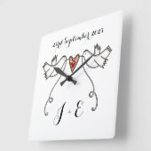 ホワパーソナライズされたイトハト結婚のギフト スクエア壁時計 (傾斜)