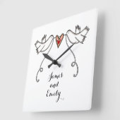 ホワパーソナライズされたイトハト結婚のギフト スクエア壁時計 (傾斜)