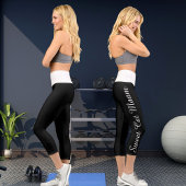 ホワパーソナライズされたイトブラックカスタム文字ディヨガ カプリレギンス