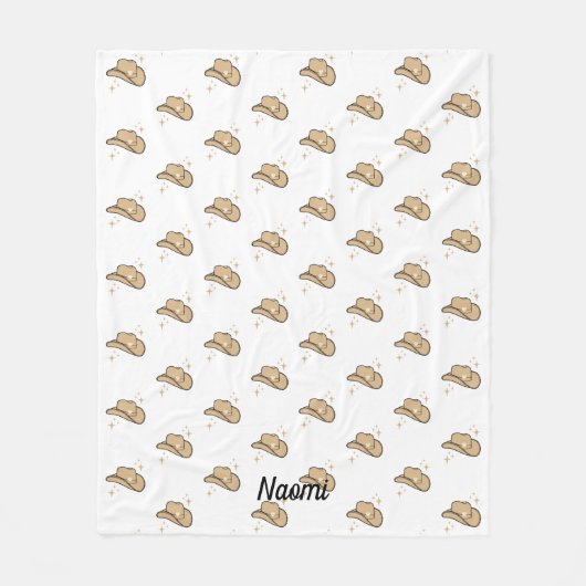 ホワパーソナライズされたイトベージュ女性のカーボーイロデオパターン フリースブランケット (正面)
