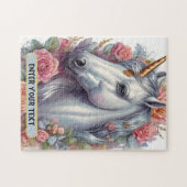 ホワパーソナライズされたイトユニコーンポートレート ジグソーパズル (横)