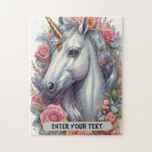 ホワパーソナライズされたイトユニコーンポートレート ジグソーパズル (縦)