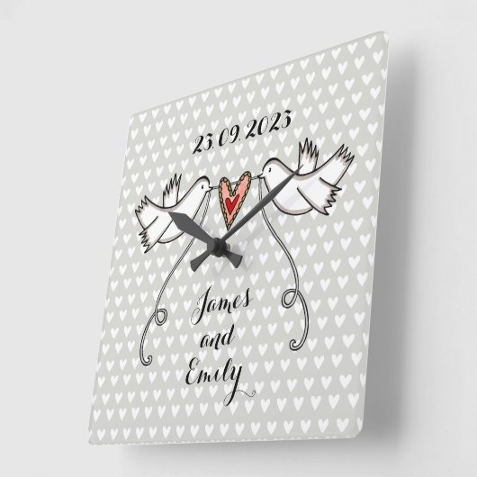 ホワパーソナライズされたイト結婚のギフトアクリル スクエア壁時計 (傾斜)