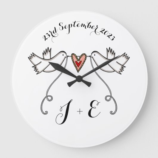 ホワパーソナライズされたイト結婚のギフトアクリル ラージ壁時計 (正面)