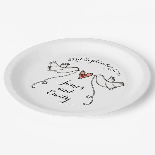 ホワパーソナライズされたイト結婚の食品紙プレート ペーパープレート (アングル)