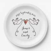 ホワパーソナライズされたイト結婚の食品紙プレート ペーパープレート (正面)