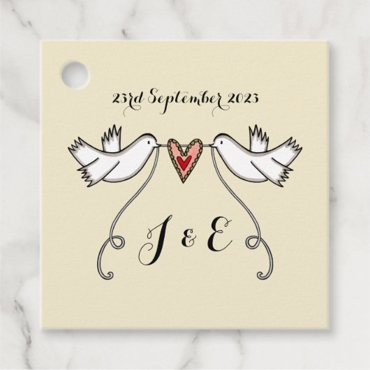 ホワパーソナライズされたイト結婚式の引き出物ラベル フェイバータグ (正面)