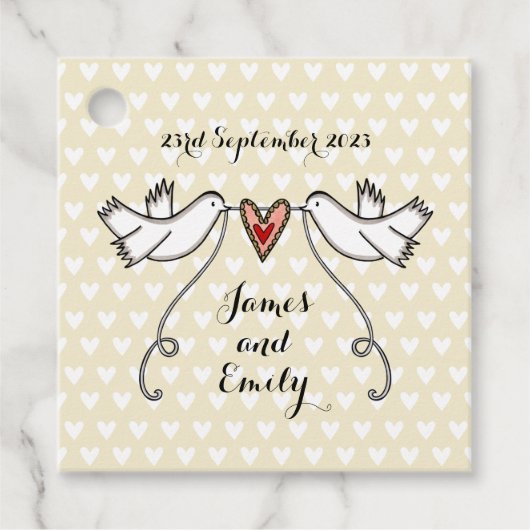 ホワパーソナライズされたイト結婚式の引き出物ラベル フェイバータグ (正面)