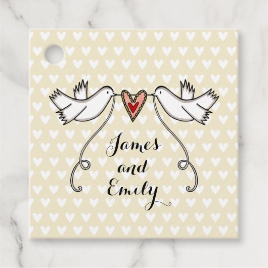 ホワパーソナライズされたイト結婚式の引き出物ラベル フェイバータグ (正面)