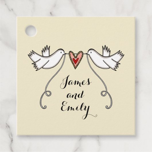 ホワパーソナライズされたイト結婚式の引き出物ラベル フェイバータグ (正面)