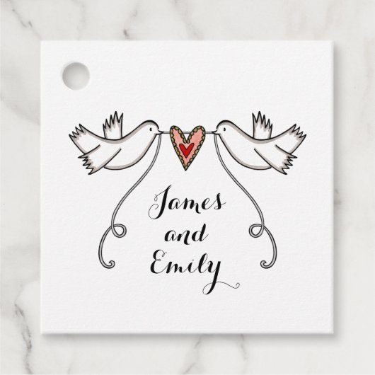 ホワパーソナライズされたイト結婚式の引き出物ラベル フェイバータグ (正面)