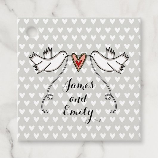 ホワパーソナライズされたイト結婚式の引き出物ラベル フェイバータグ (正面)