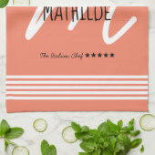 ホワパーソナライズされたイモダントエレガント・モノグラム・シェフ キッチンタオル (折り畳み)