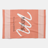 ホワパーソナライズされたイモダントエレガント・モノグラム・シェフ キッチンタオル (横)