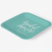 ホワパーソナライズされたイ結婚トブライダルシャワーティール（緑がかった色） ペーパープレート (傾斜あり)