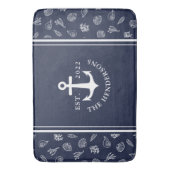 ホワパーソナライズされたイ航海のトネイビーブルーいかり バスマット (正面縦)